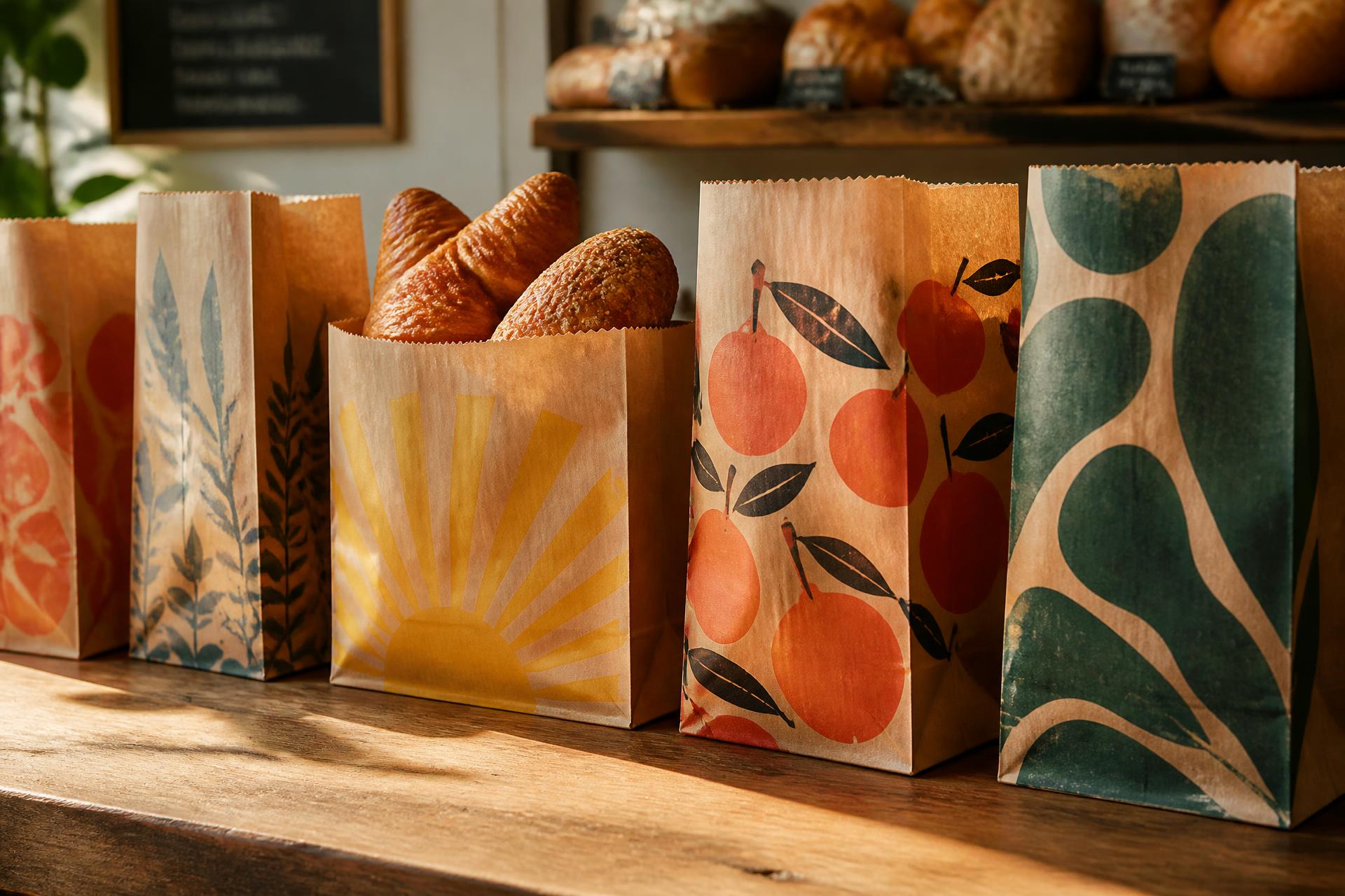 Custom printed bakery paper bags